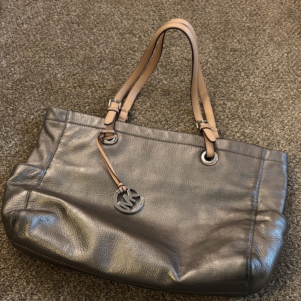 Michael Kors Metallic Gray Tote Bag
